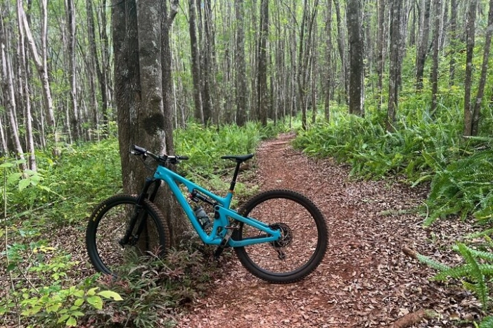 Fun Mountain Bike riding on trails in Maui Hawaii!