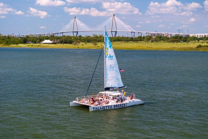 Morning Charleston Harbor Sail Lux Catamaran Shade and Seating